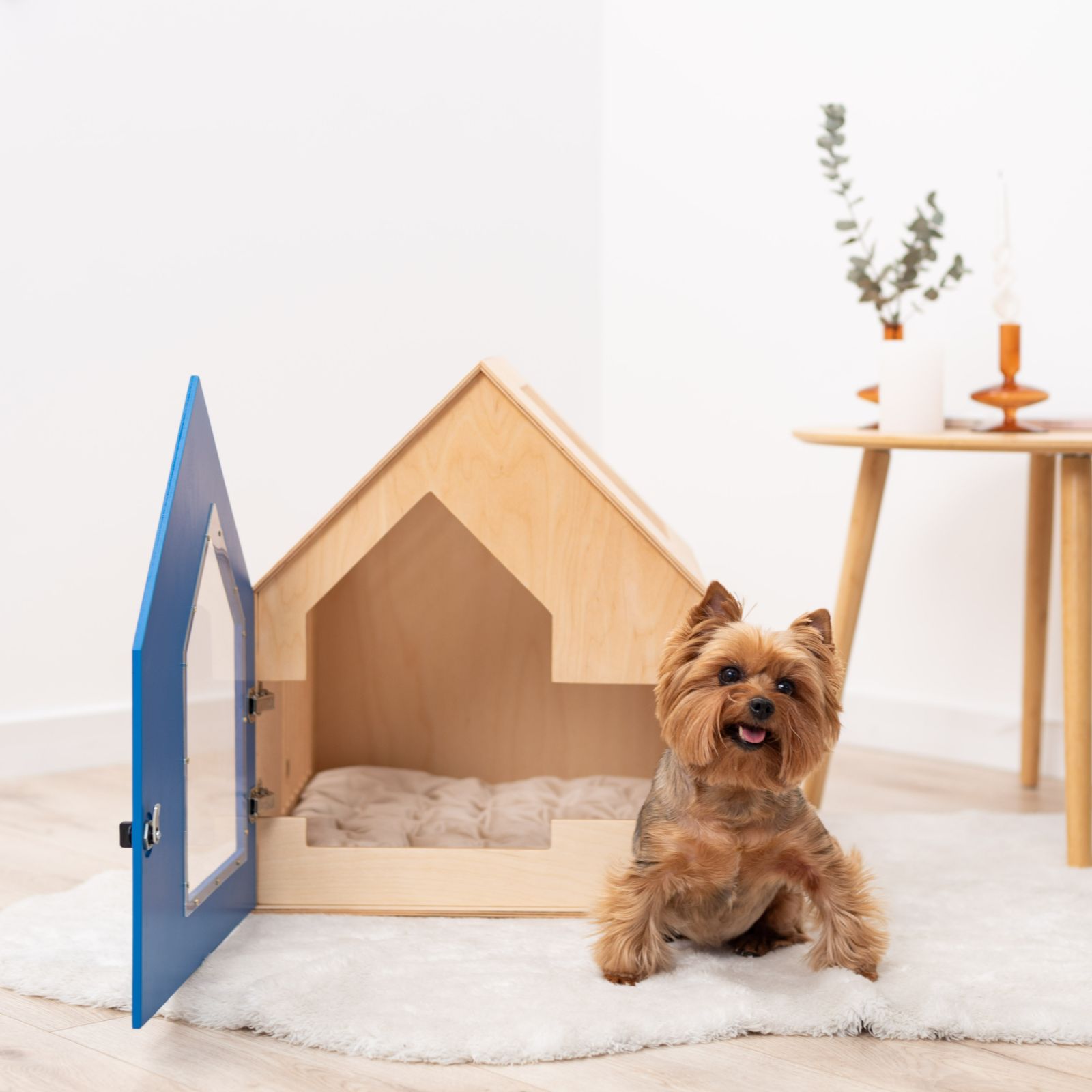 Booth-Style Wooden Dog House - Blue • Enjoy The Wood.com