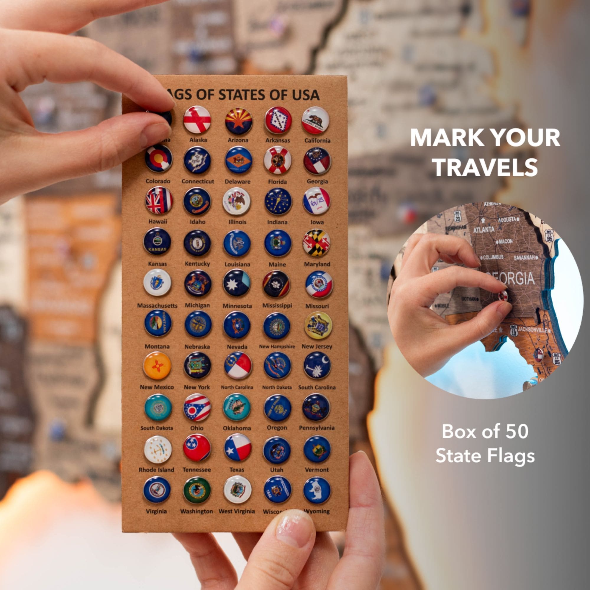 usa travel map with pins