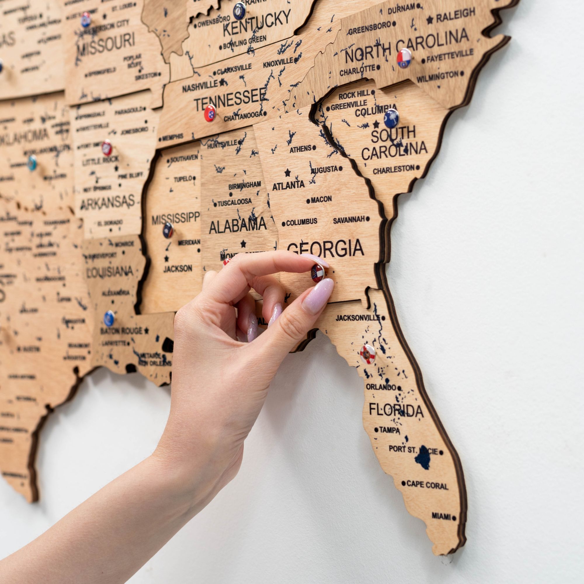 us travel map with push pins