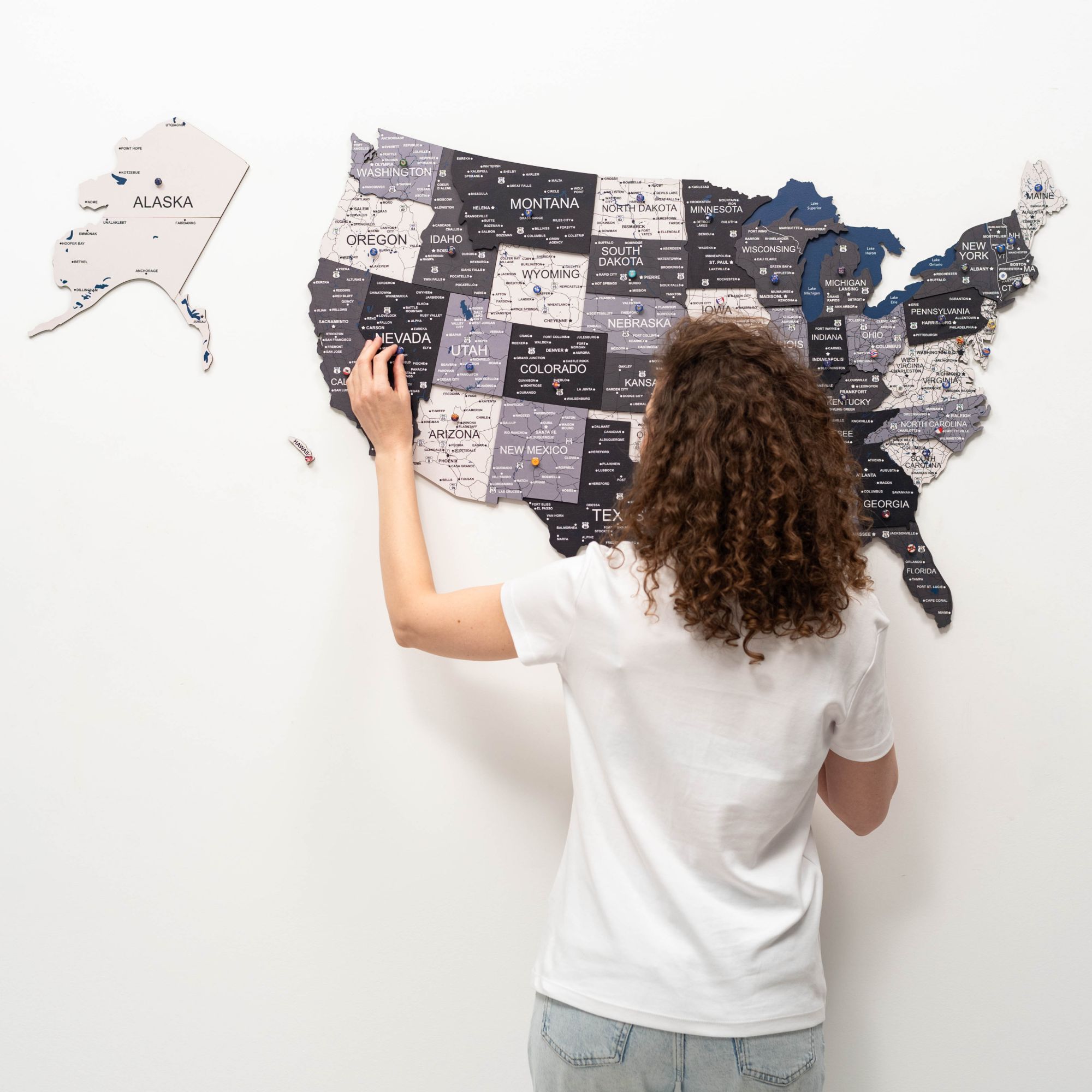 us travel map with pins