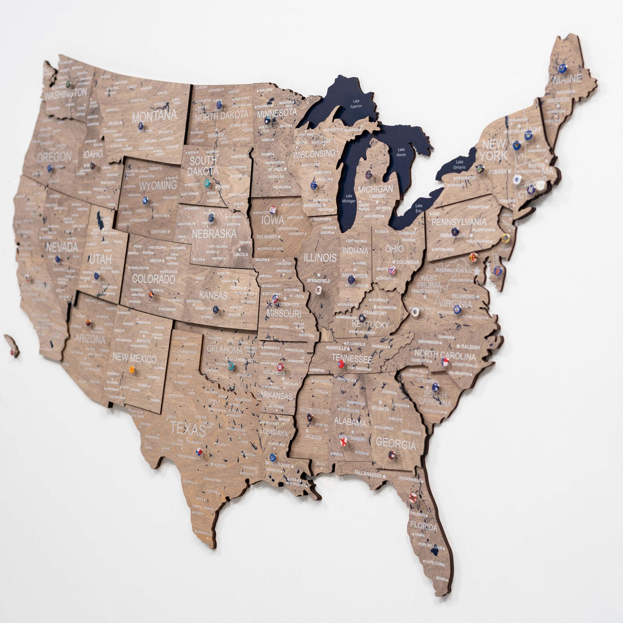 us map board with pins