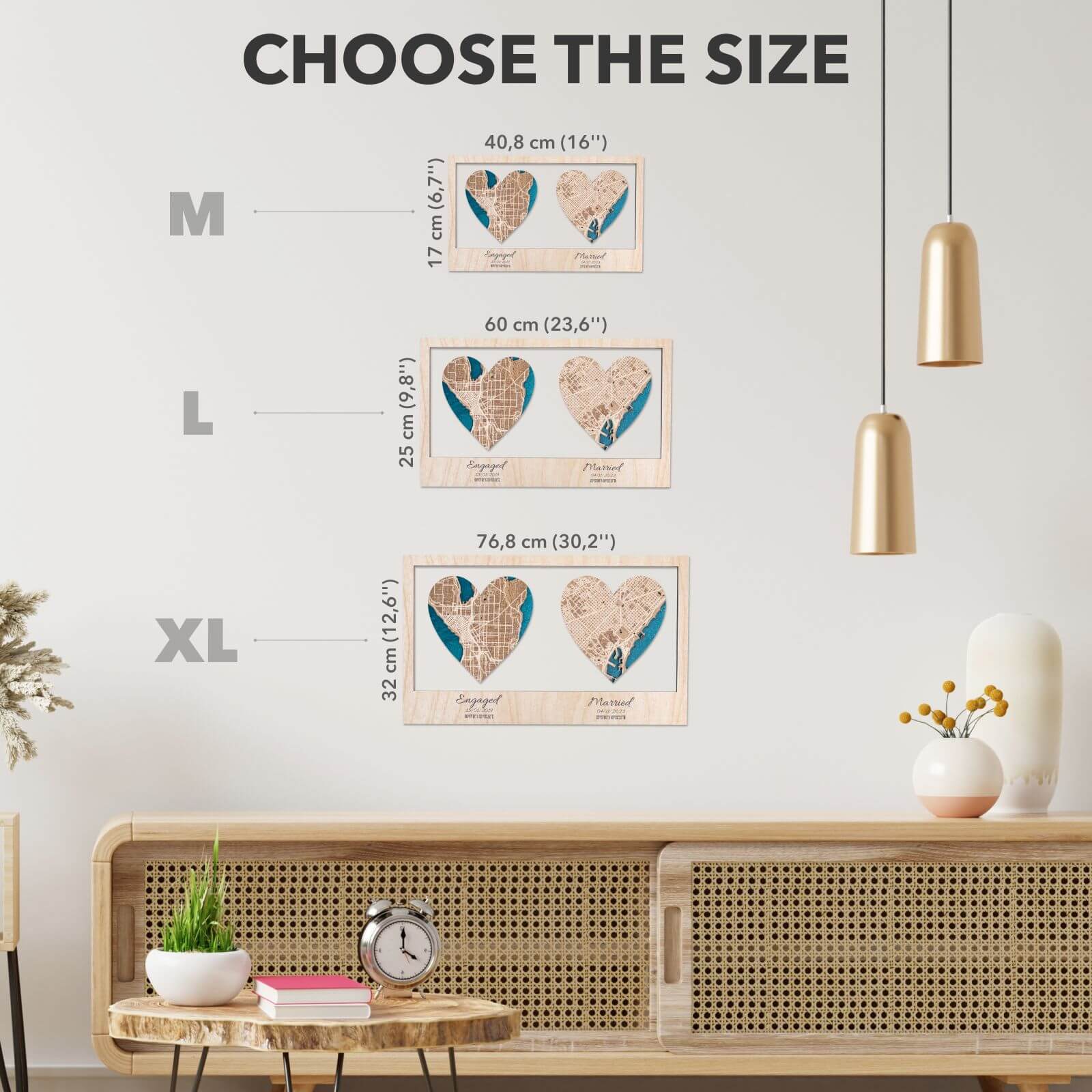 Acryl Stadt Plan 2 Herzen