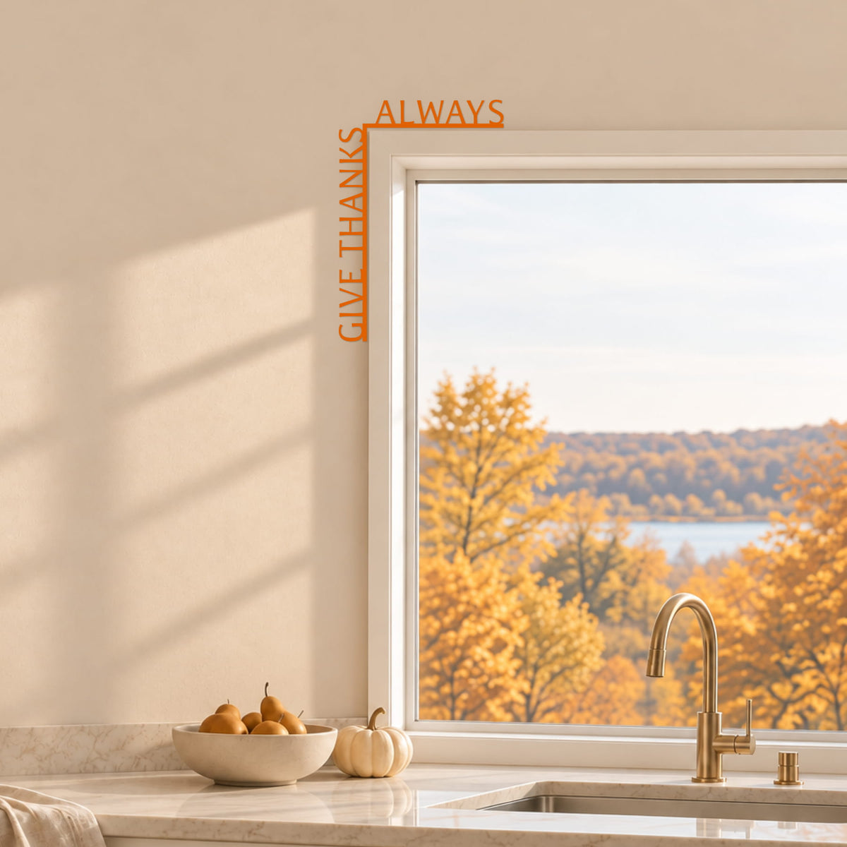 Give Thanks Always wooden corner quote sign