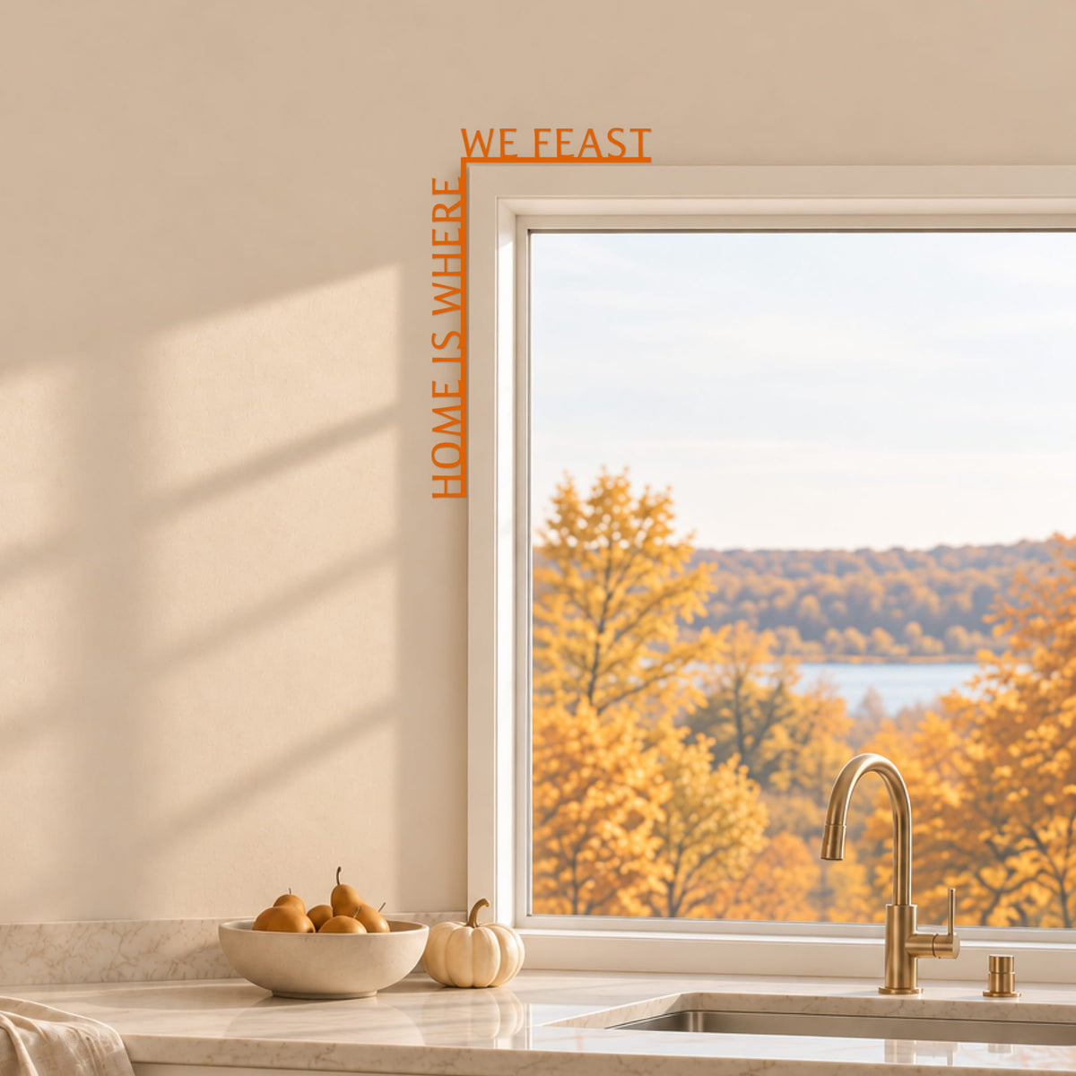 Home is Where We Feast wooden corner quote sign