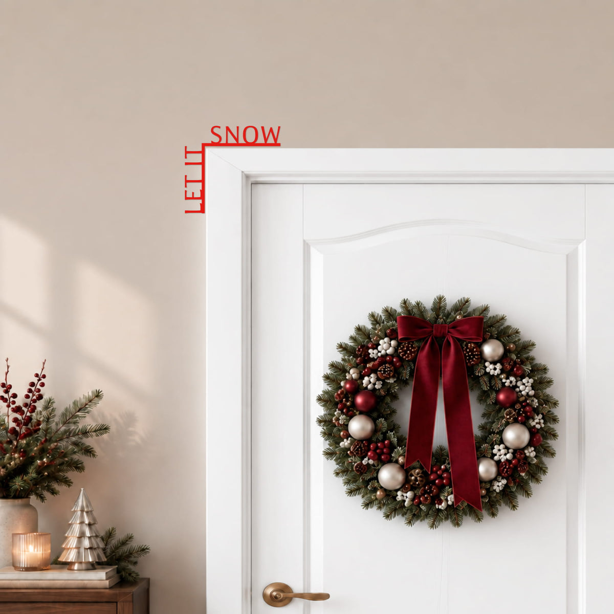 Let it Snow wooden corner quote sign
