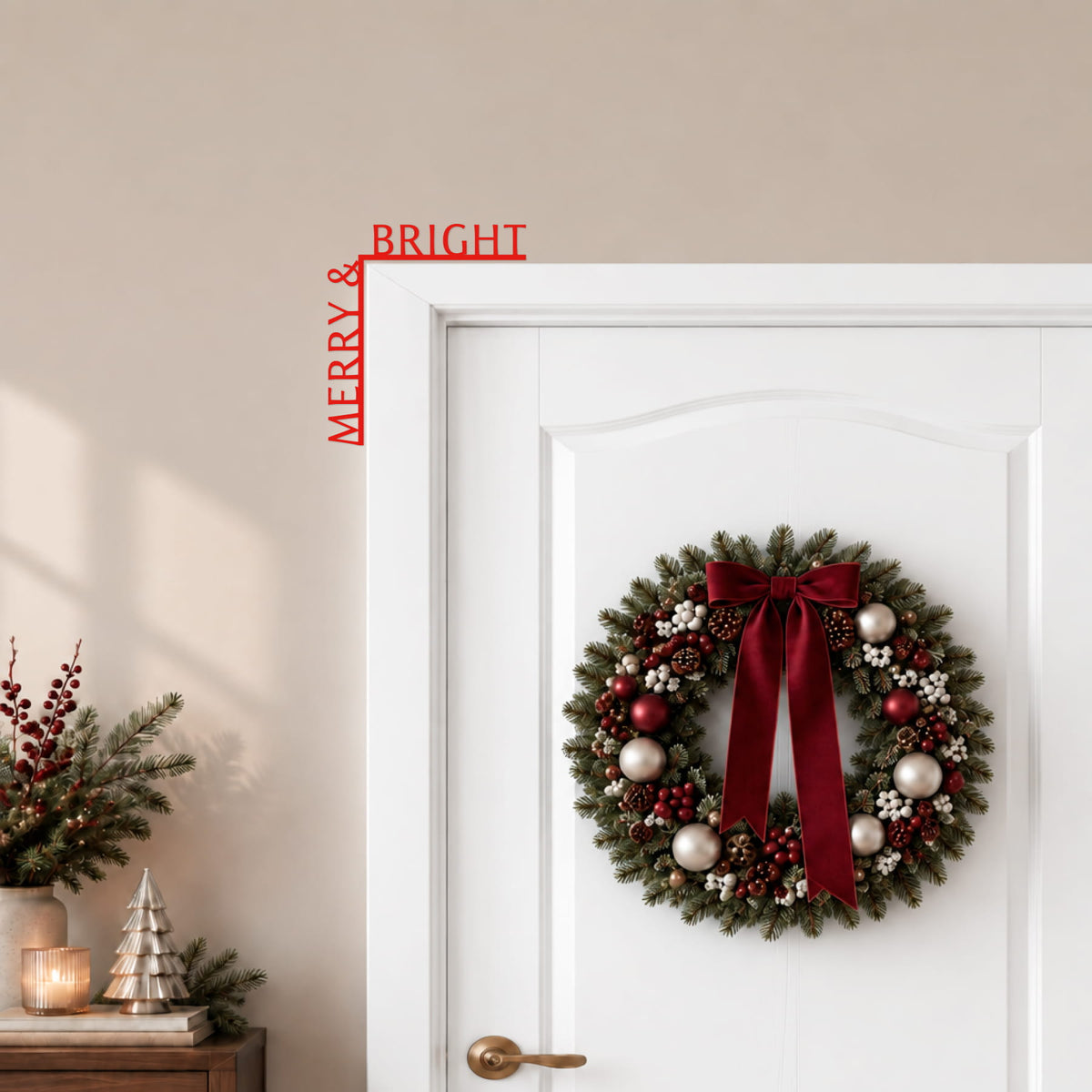 Merry and Bright wooden corner quote sign