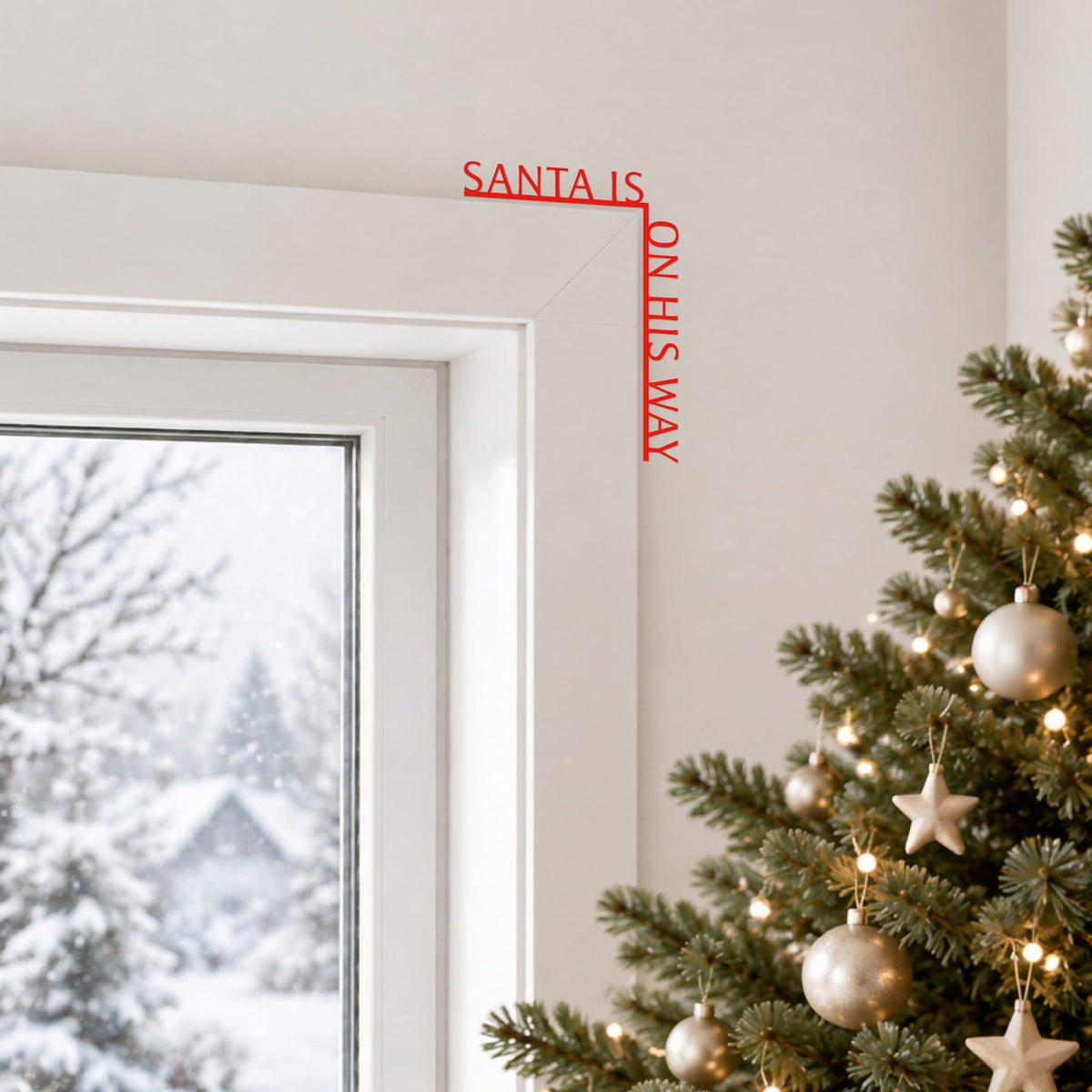 Santa is on His Way wood door corner sign