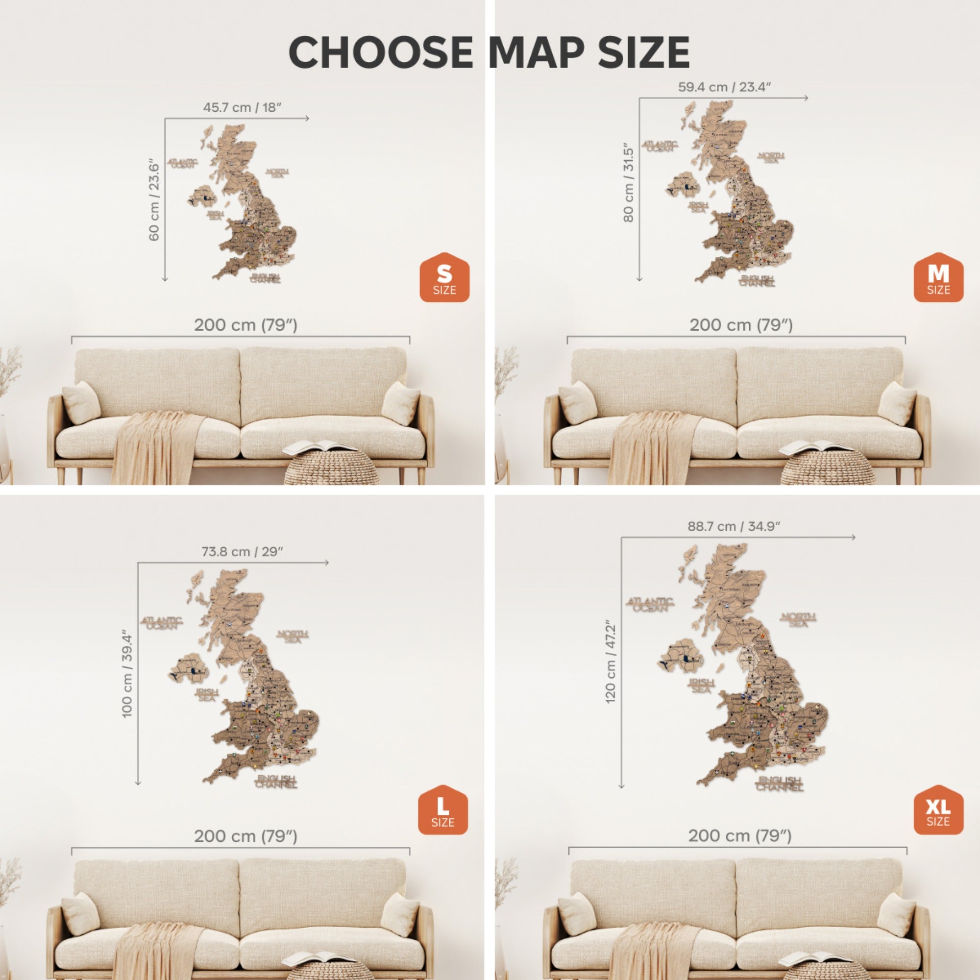 3D Wooden Map of the United Kingdom - Terra