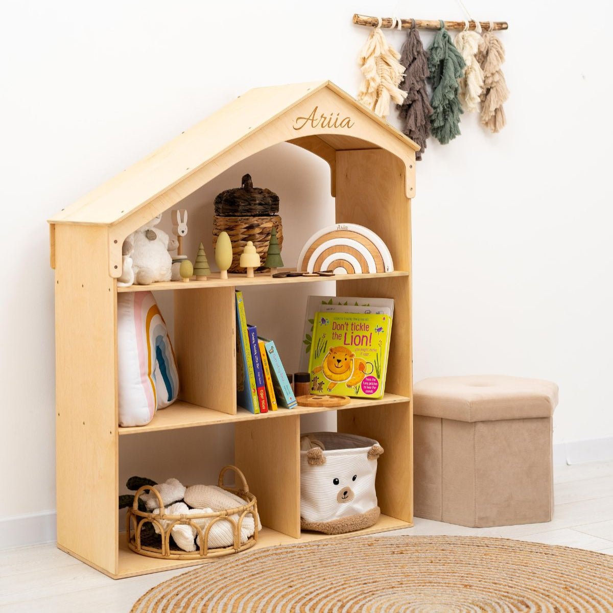 large wood dollhouse bookcase