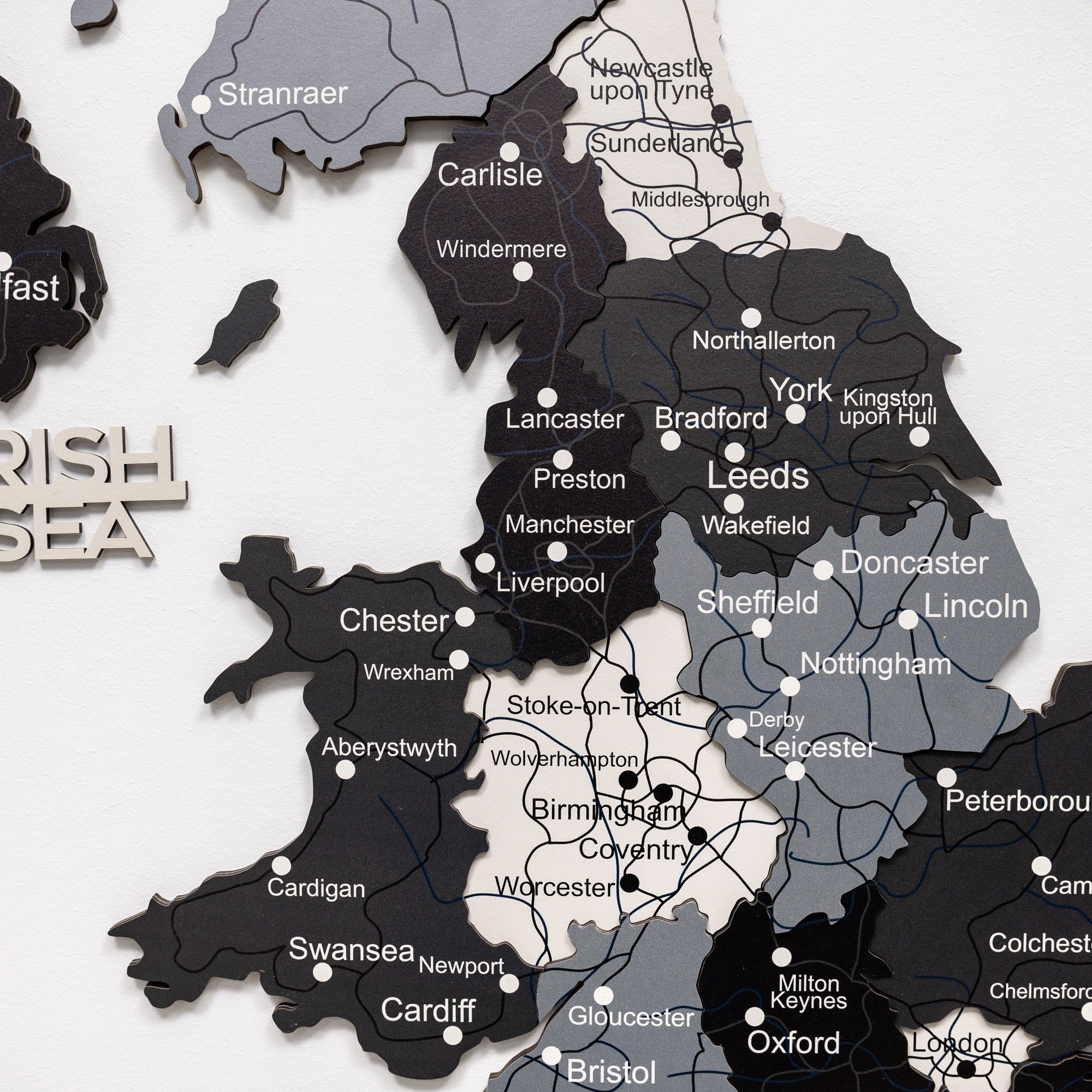 Map of the United Kingdom with cities labeled on a white background