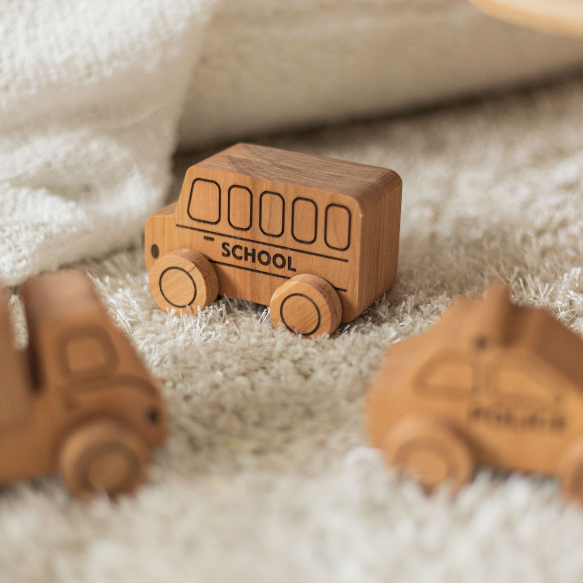 wooden police car