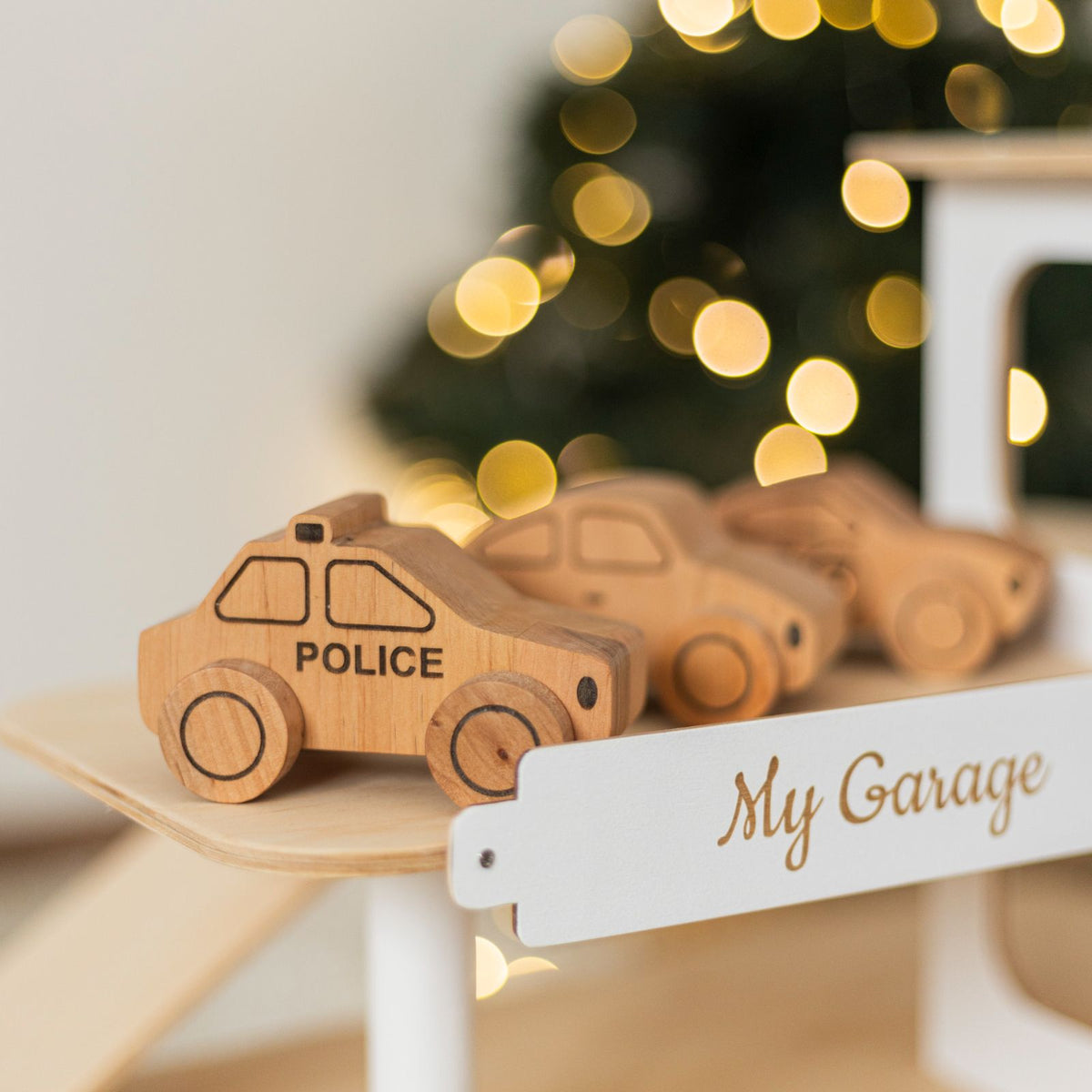 wooden police car
