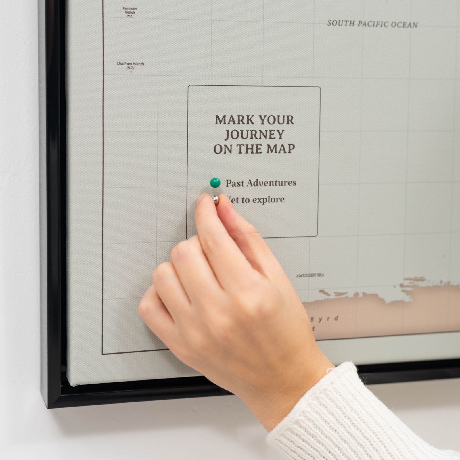 world push pin travel map on canvas