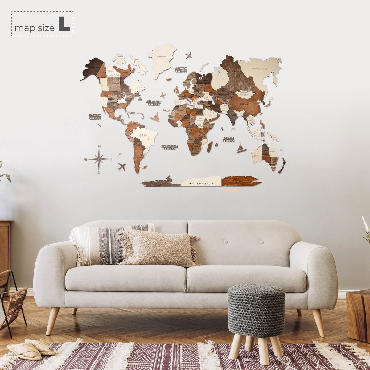 3D Wooden World Map Multicolor from Enjoy The Wood ‣ Good Price, Reviews