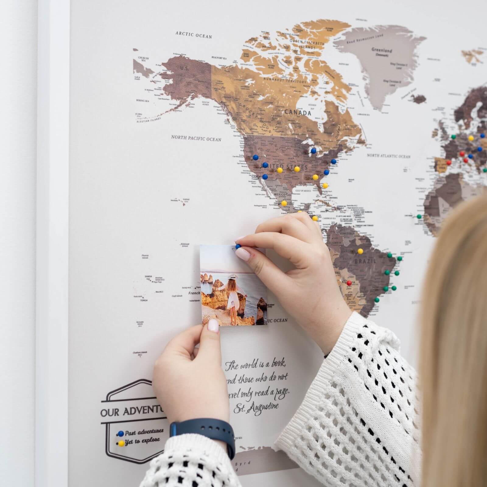 world map pin board