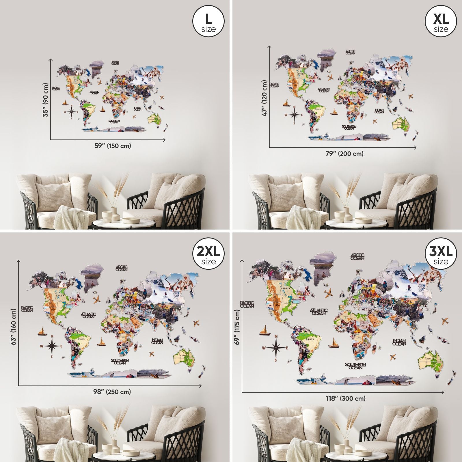 world map photo collage