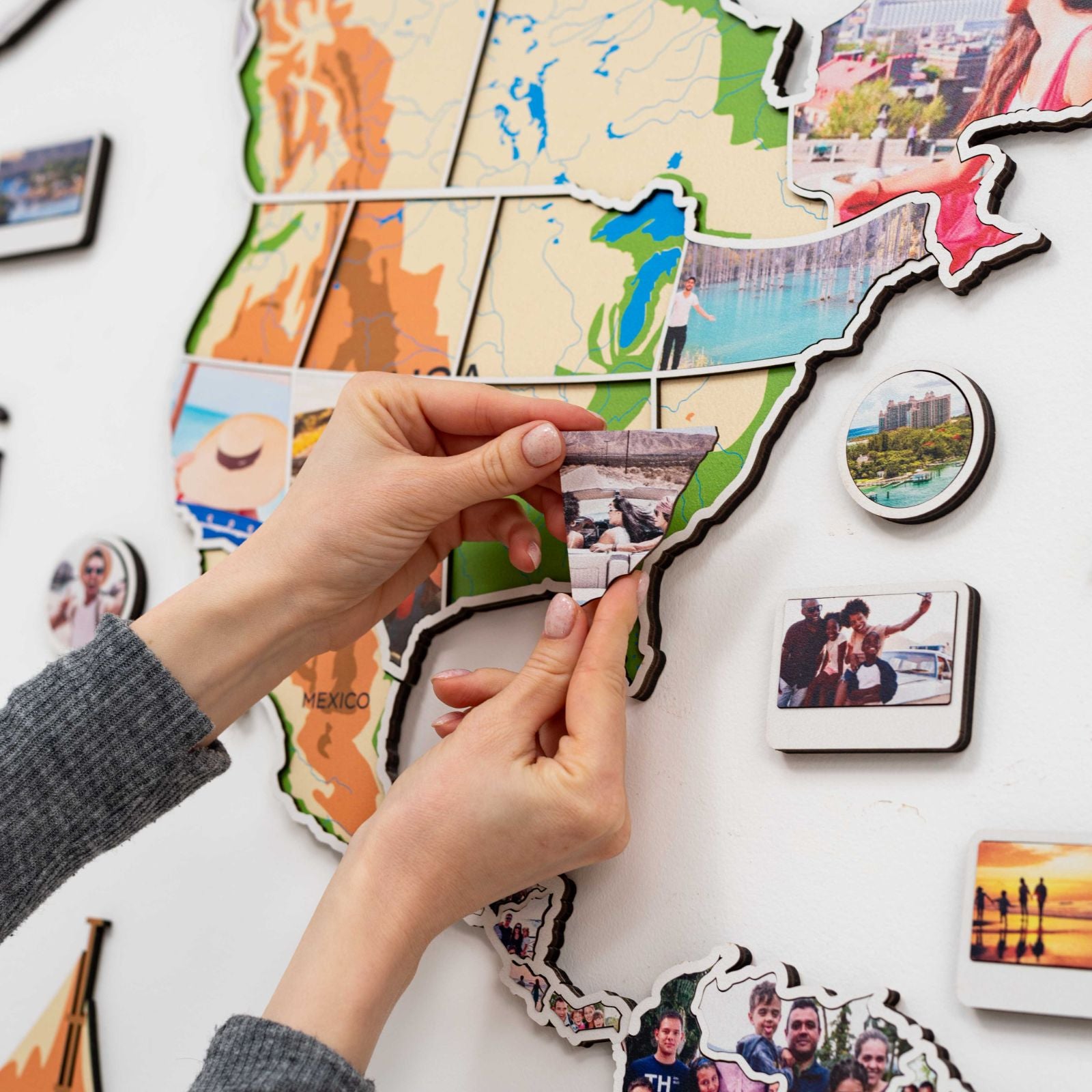 world map wall art with photo frames