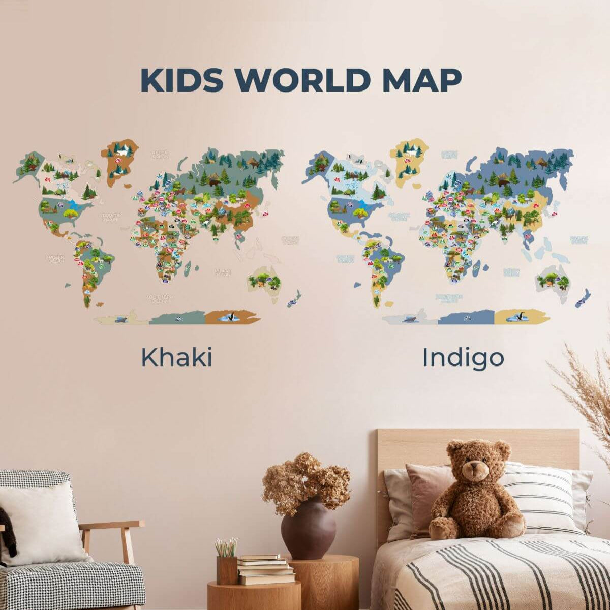 kids world map wall art
