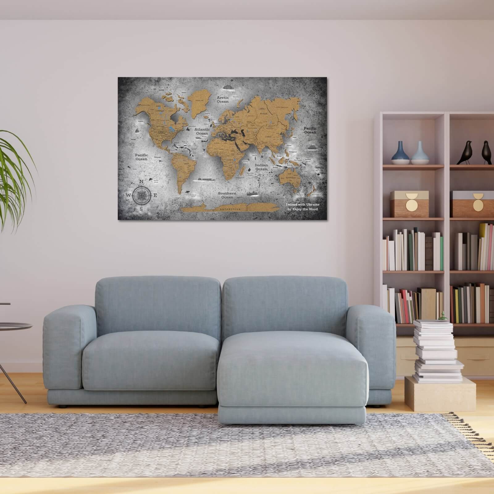 cork world map with pins