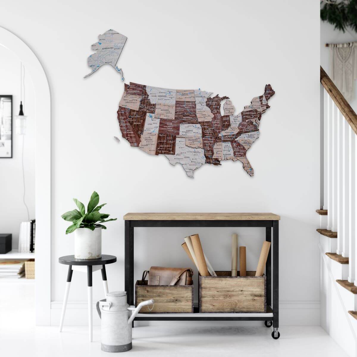 3D Wooden USA Map Black
