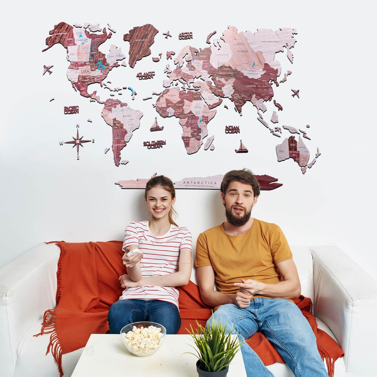 2D Wooden World Map Cappuccino from Enjoy The Wood