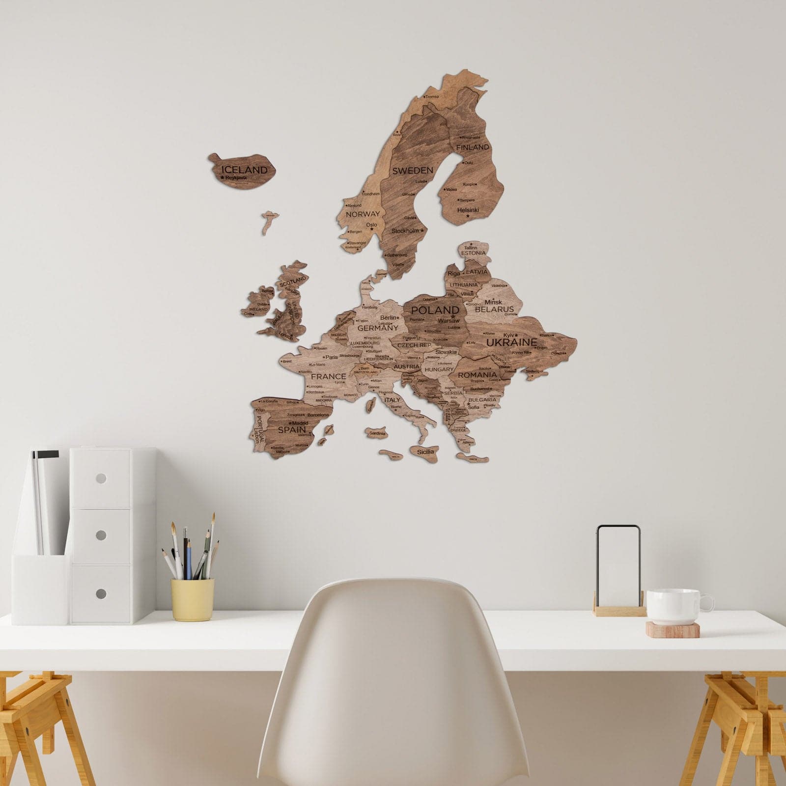 3D Europe Wooden Map Terra