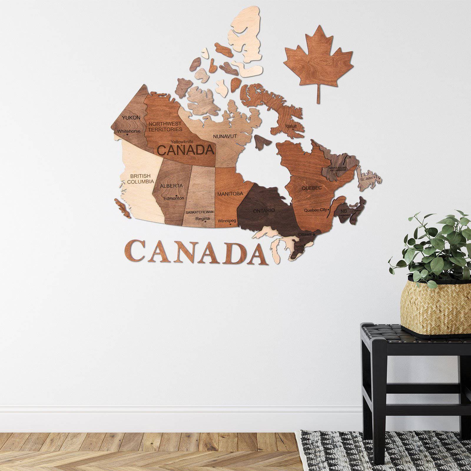3D Canada Wooden Map Multicolor Wall Decor