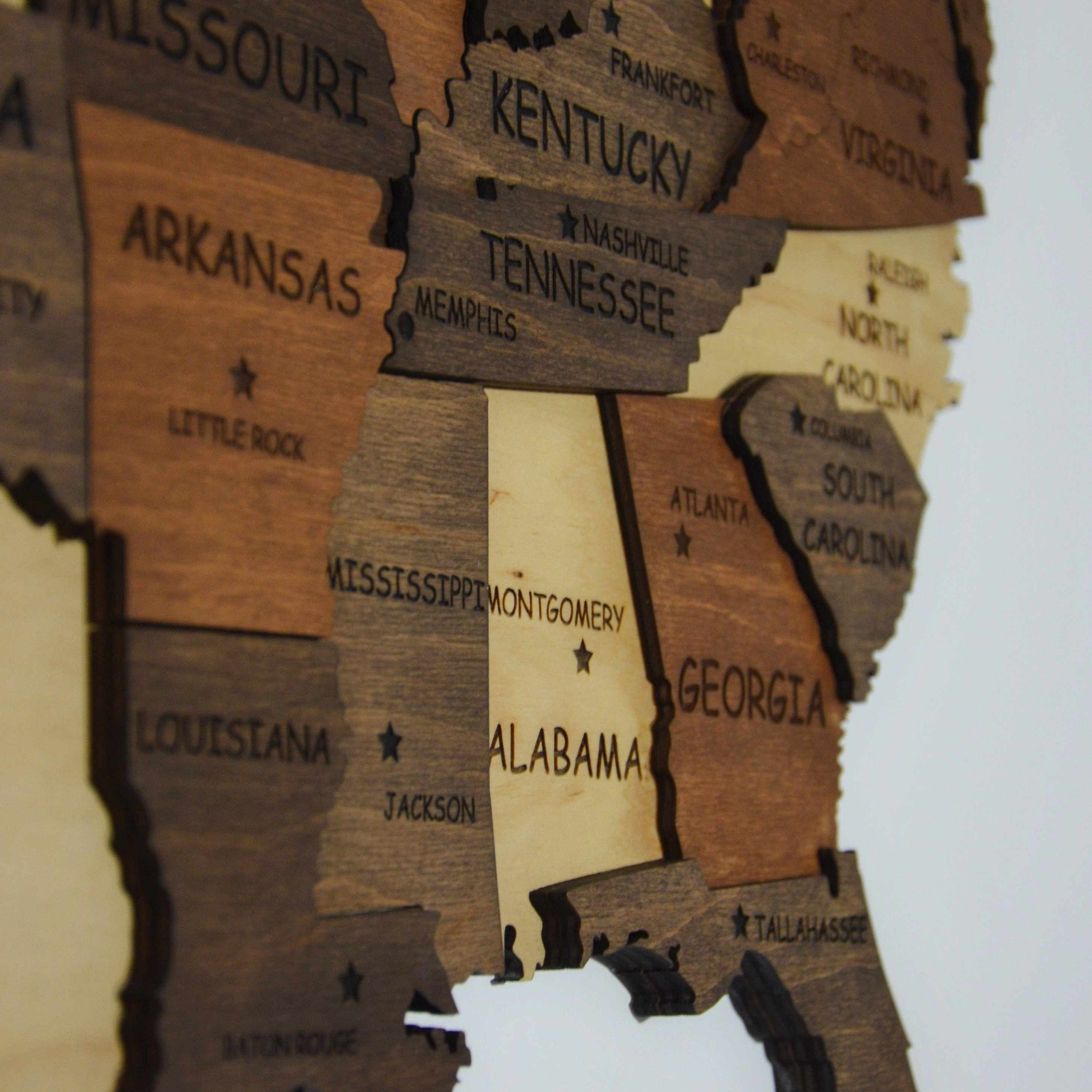 3D Wooden USA Map Multicolor by EnjoyTheWood 