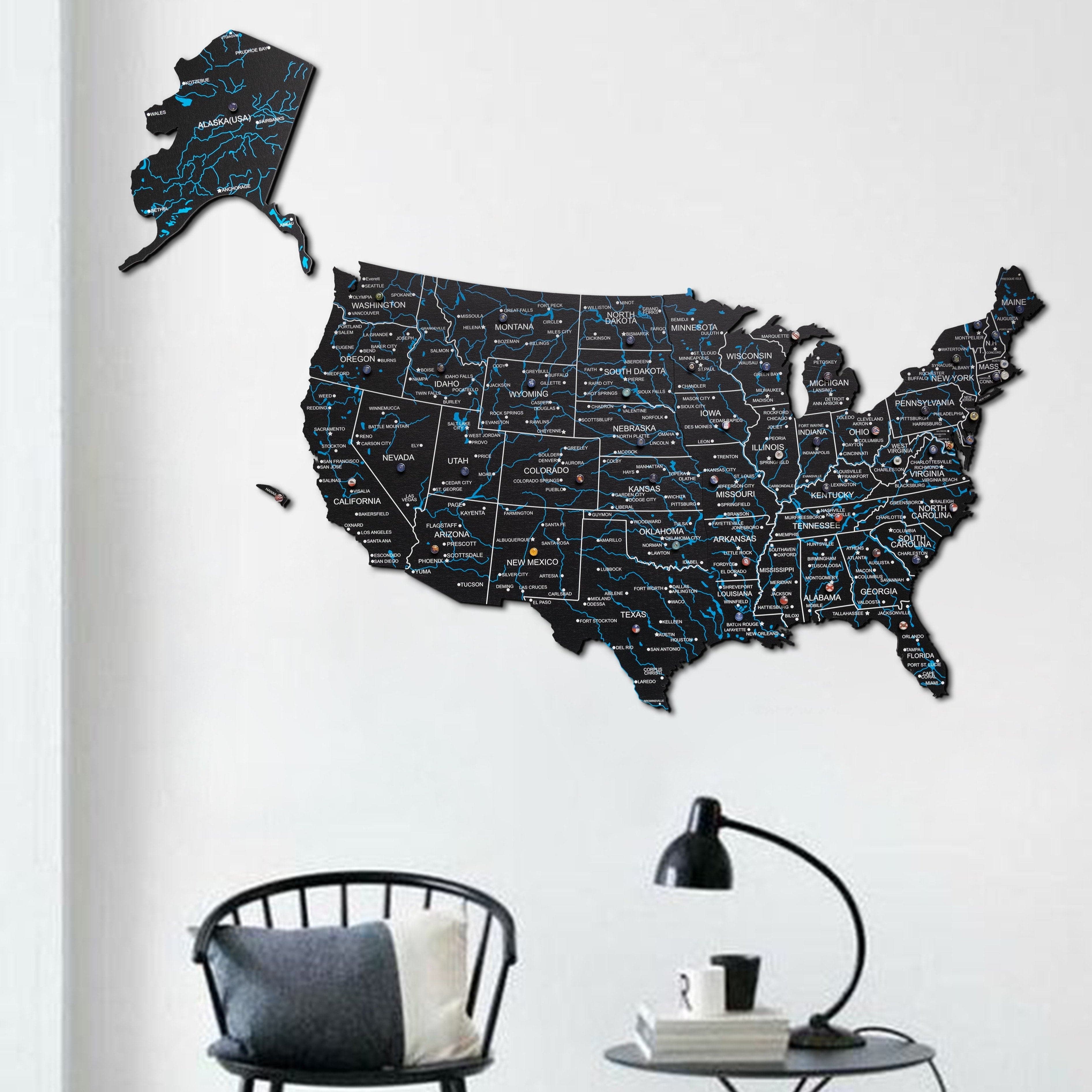 3D Wooden USA Map Black by EnjoyTheWood 