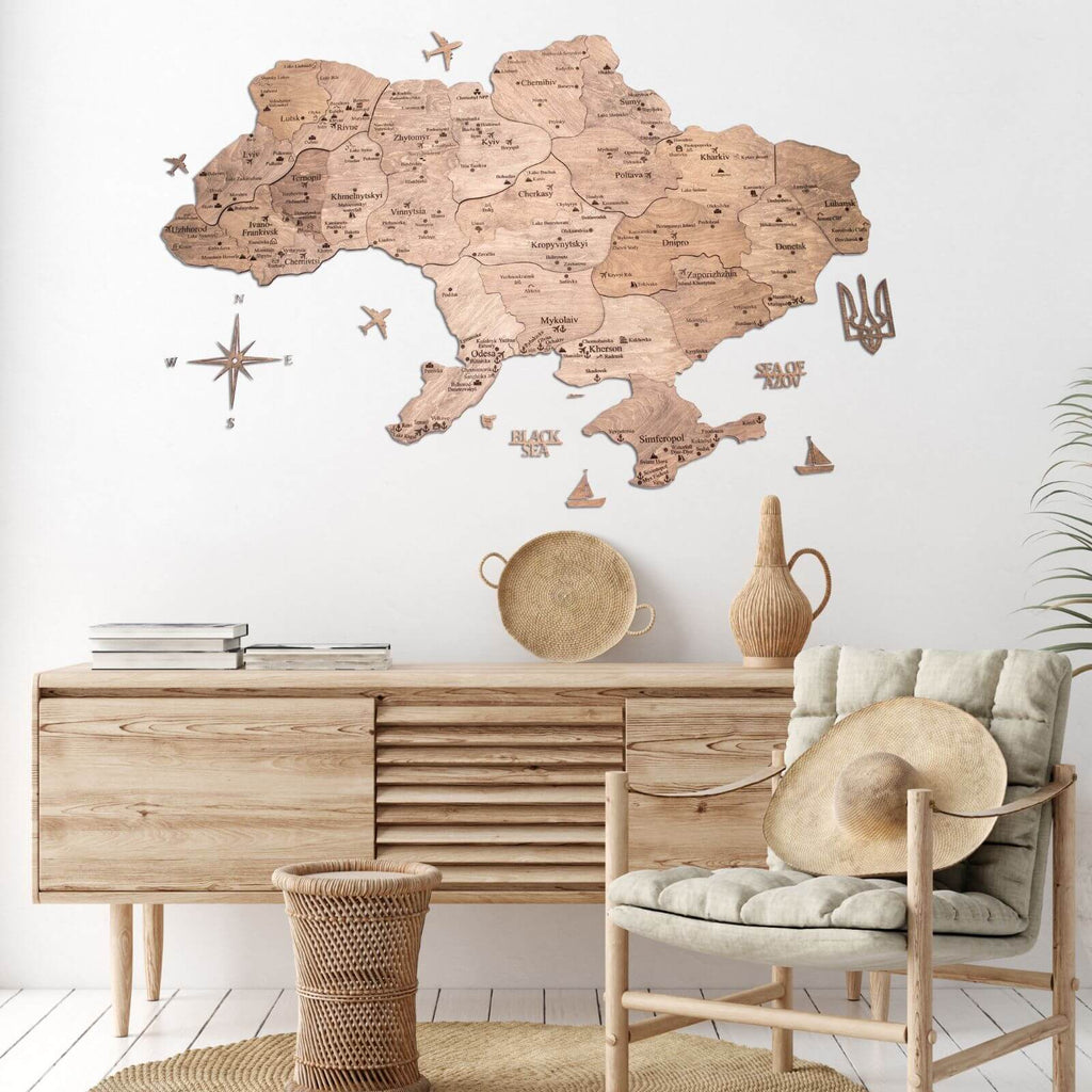 Wooden Map Ukraine Terra