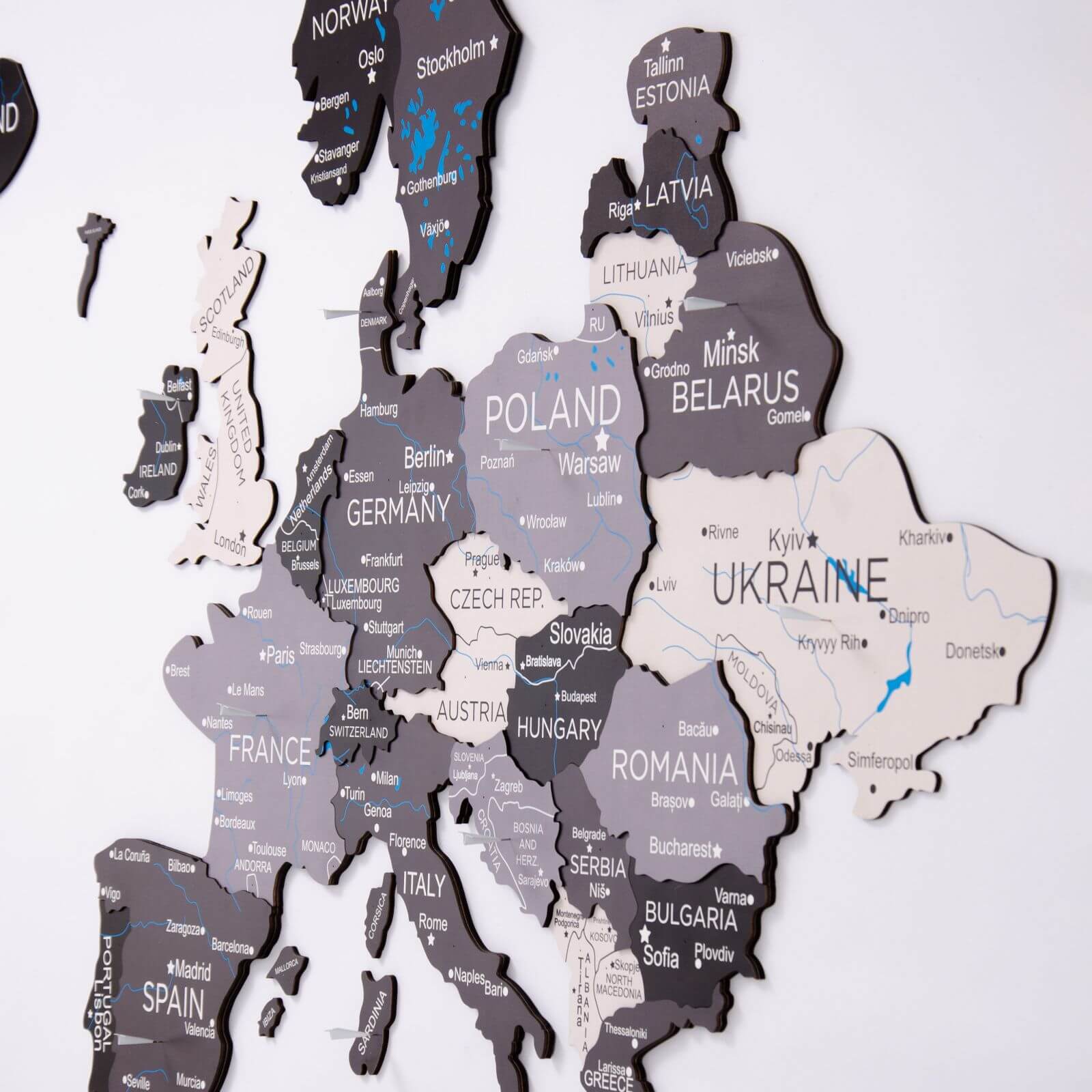 3D Europe Wooden Map Nordik
