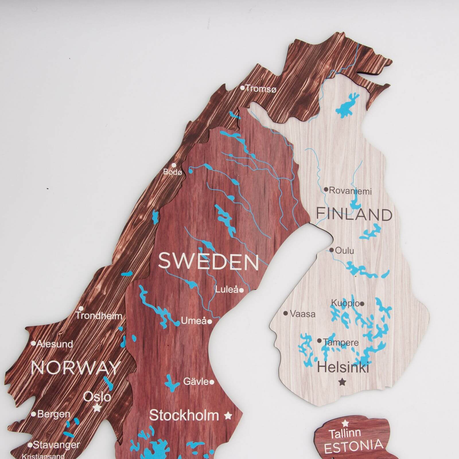 3D Europe Wooden Map Cappuccino
