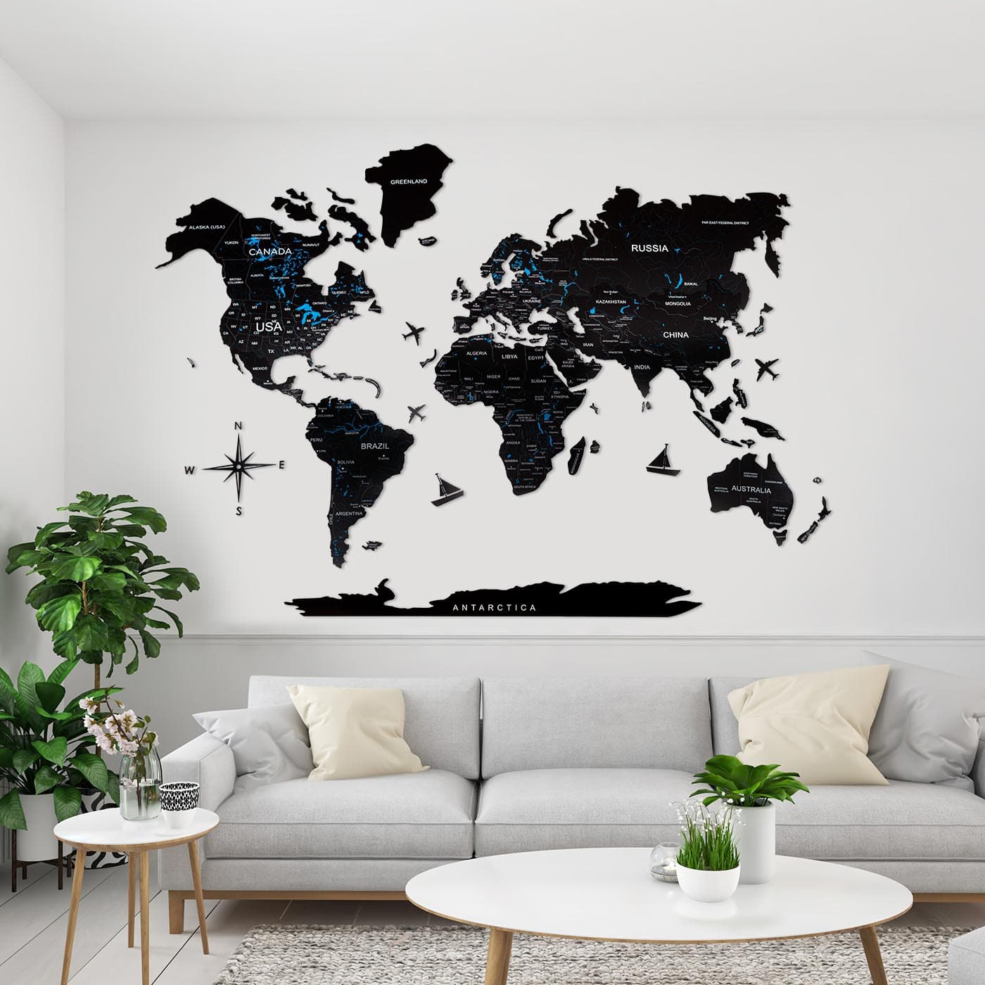 Wooden World Map Black by EnjoyTheWood