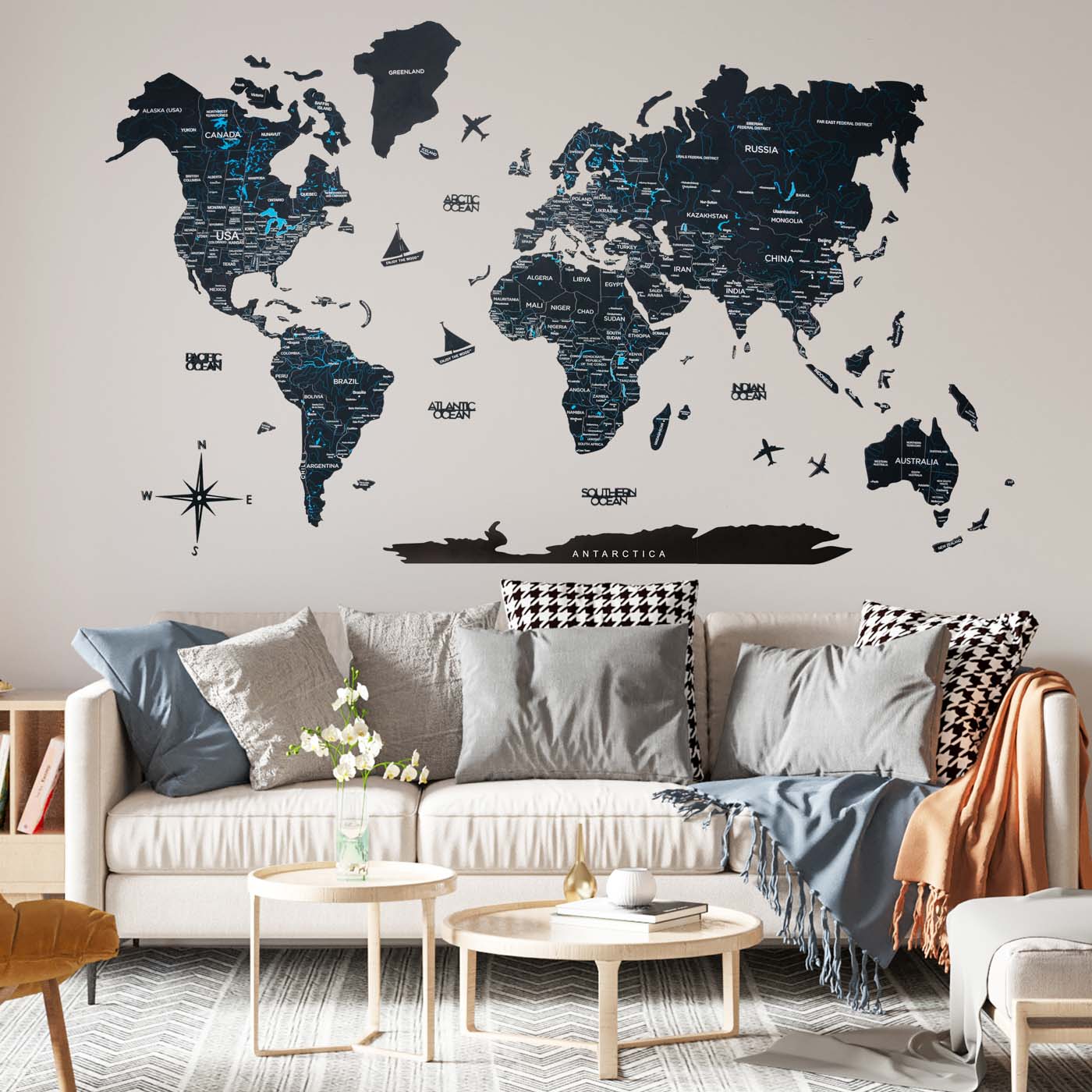 Wooden World Map Black by EnjoyTheWood