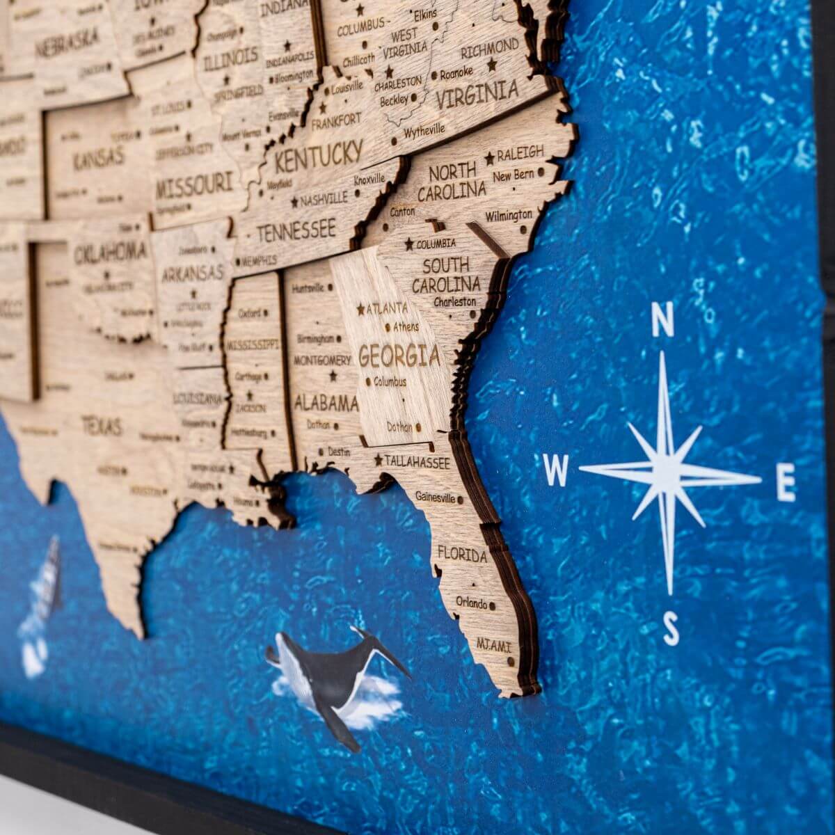 panel wooden USA map 
