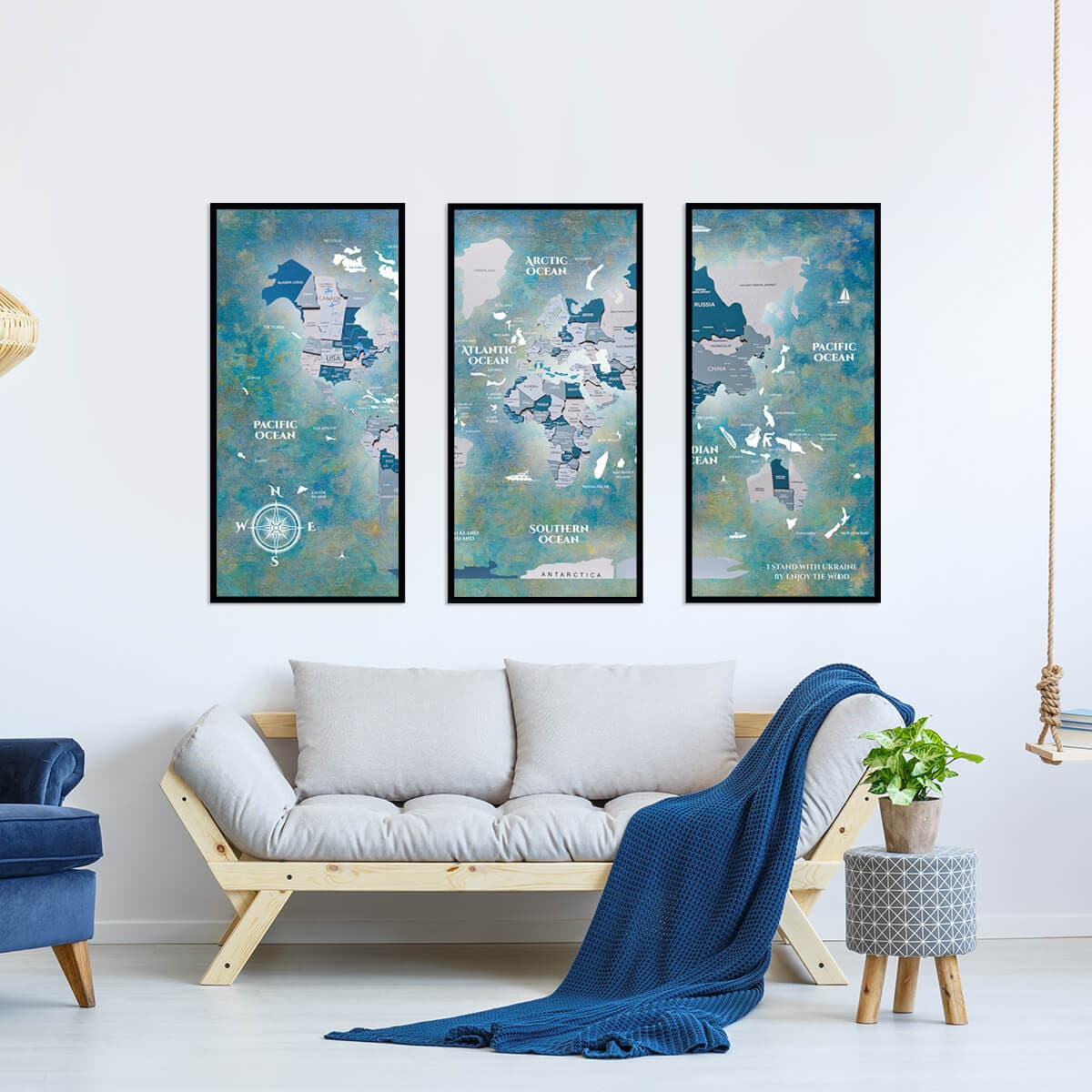 triptych paintings for the interior