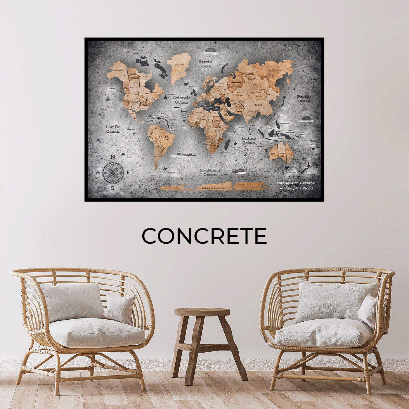 3D Wooden Panel World Map Terra from Enjoy The Wood