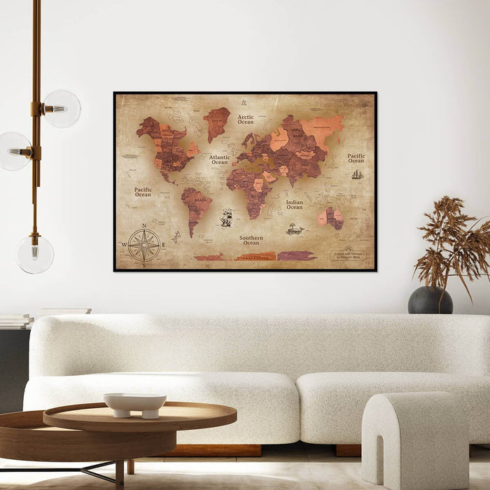 3D Wooden Panel World Map Oak from Enjoy The Wood