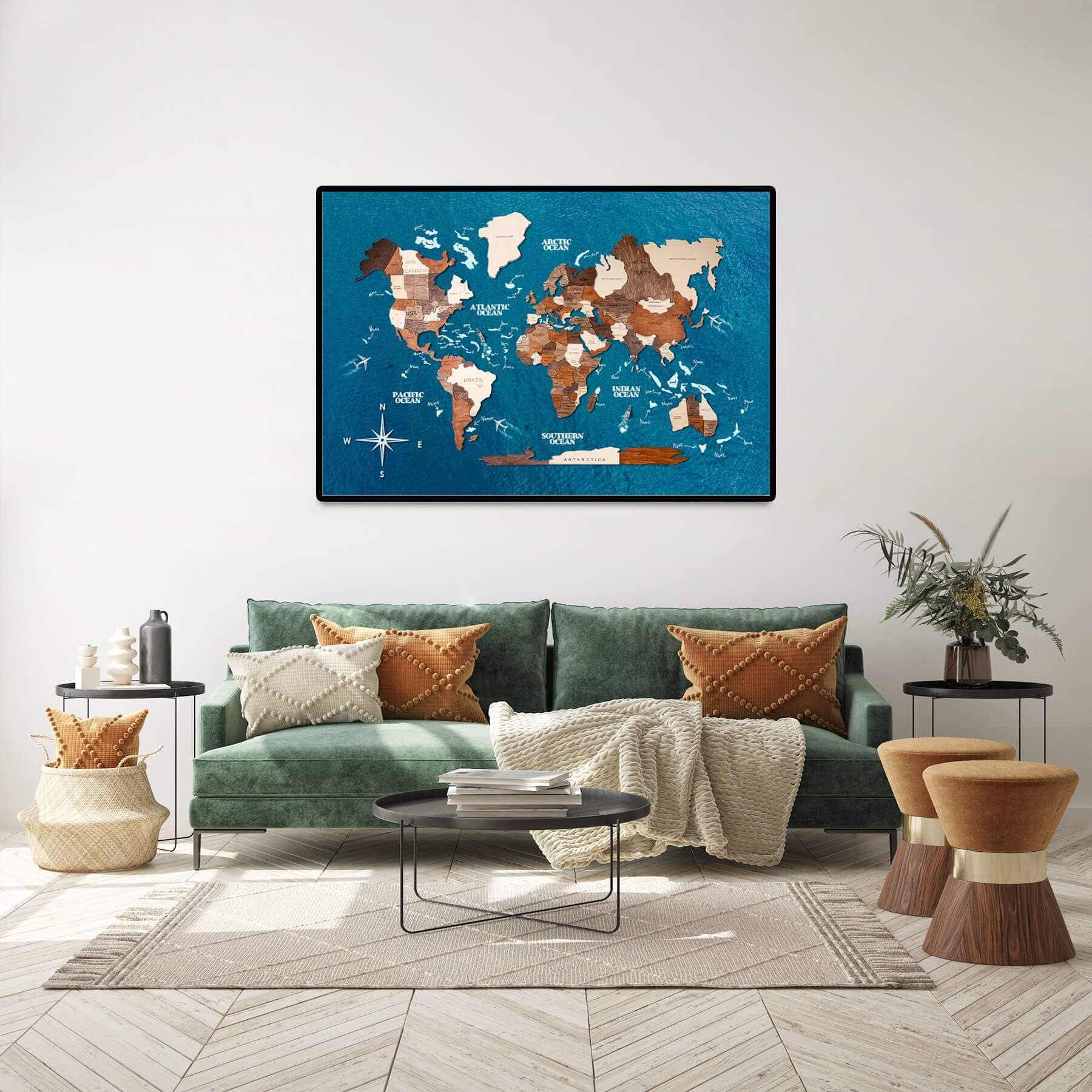 ENJOY THE WOOD 3D Wood World Map Wall Art Large Wall Décor - World Travel  Map - Any