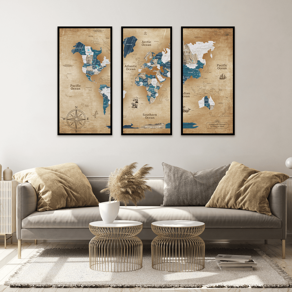 3D Wooden Triptych World Map Mystery → Enjoy The Wood